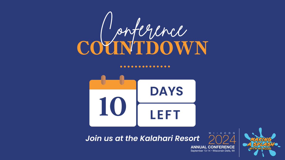 ACOGWI's tweet image. Only 10 more days until we make a splash at the Wisconsin Section Annual Meeting at the Kalahari Resort in the Wisconsin Dells! Last chance to register: eventbrite.com/e/wi-acog-2024…
