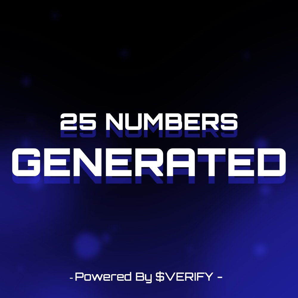 AuthBotETH's tweet image. Next Stop ➡️ 100 Numbers Generated. $VERIFY