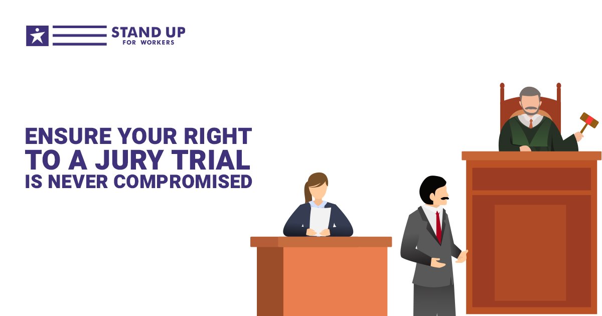 workerspac's tweet image. When workplace violations happen, your right to a jury trial should be guaranteed. Stand Up For Workers PAC is on the front lines, ensuring these rights are never compromised. ow.ly/9mLA50TeQ0h
