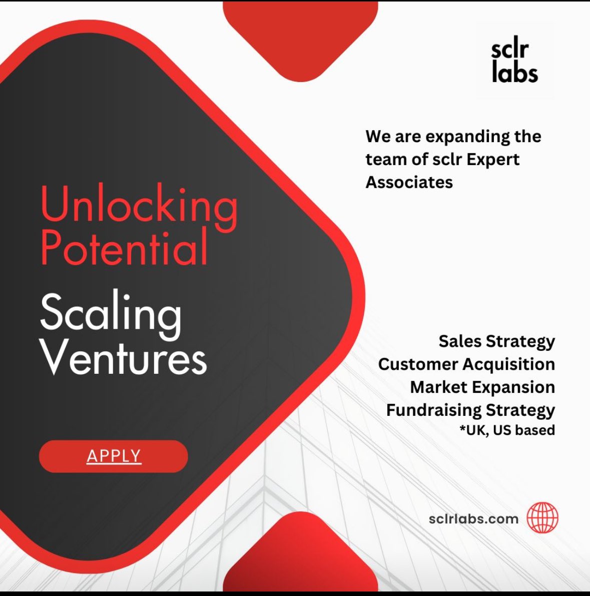 As our projects grow, we're inviting new expert associates in sales, customer acquisition, and fundraising to submit their interest to join us. 

Apply lnkd.in/e4eQ97ZK