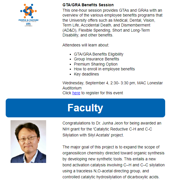 UTAChemistry's tweet photo. Attention, chemistry enthusiasts! ๐งช Keep up-to-date with all the exciting developments happening in our department with our weekly newsletter!
UTA Chemistry & Biochemistry Department ๐ฌWeekly Periodic Report๐
#MaverickScience x
@UTAScience https://t.co/ctZ2hy5Cud