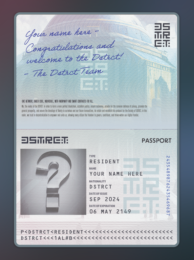 Do you want to become a Resident of the DSTRCT &amp; receive all the benefits that come along with it!? 🏴

You'll need a DSTRCT passport!🛂

How to get one?⏬

Join us in Discord.gg/DSTRCT and be a part of our community!

Drop a comment below if you want to become a Resident!