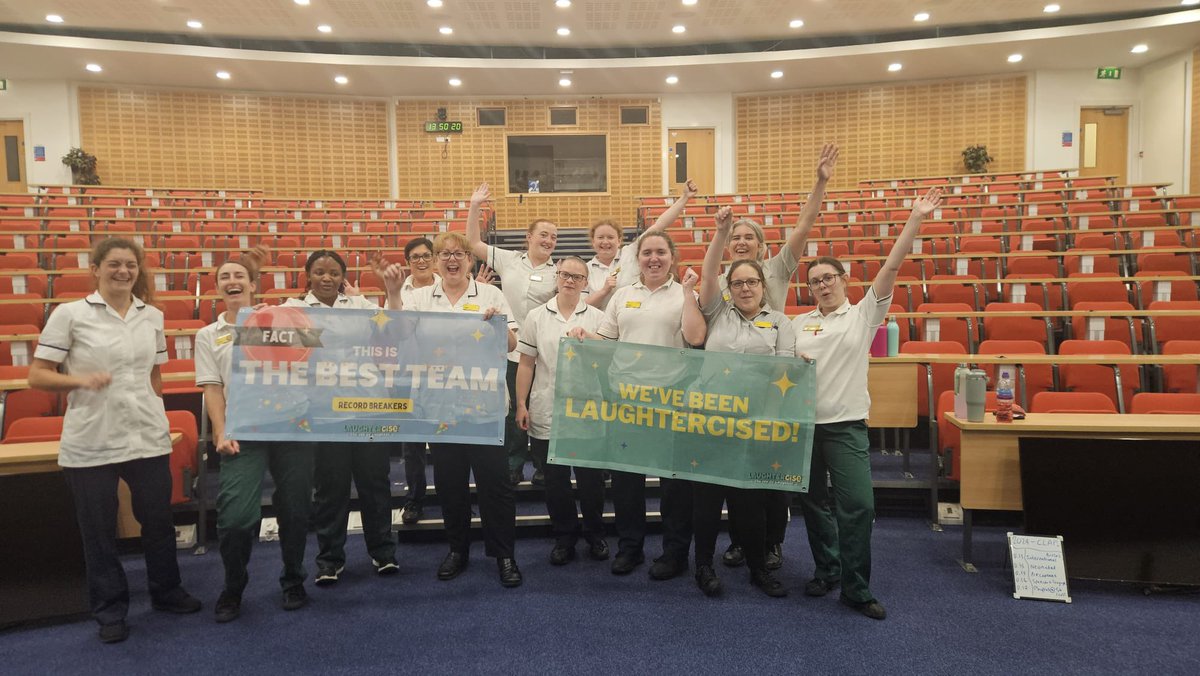 Our wonderful Stroke OTs, PTs and TAs taking part in Laughtercise today! The team were successful in firmly marking their place on the UHCW leaderboard 💪🏻💚💙🩶