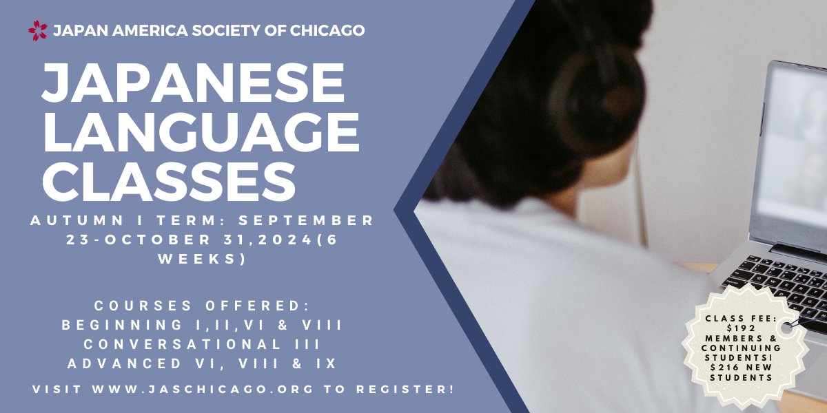 We are excited to announce that our Autumn term Japanese language classes are beginning the week of September 23rd. We have a new teacher for beginning levels 1 and 2 and higher-level classes going up to advanced level 9. The signup link is below!
jaschicago.org/japanese-class…