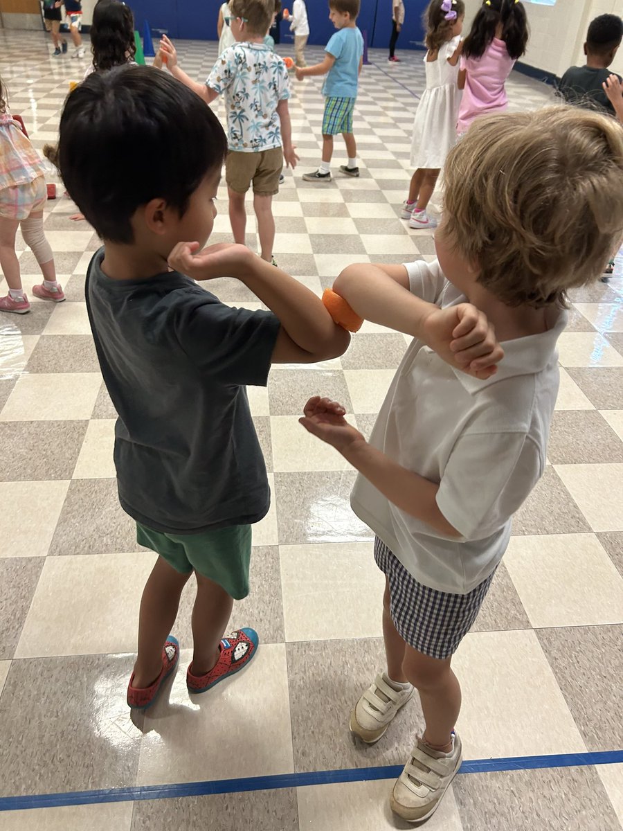 Partner challenges in the kindergarten gym. Who do you think is the "Dynamic Duo" this week? <a href="/WTJProgramAdmin/">Patrice Austin</a> <a href="/APatWTJ/">Allyson Atwell</a>