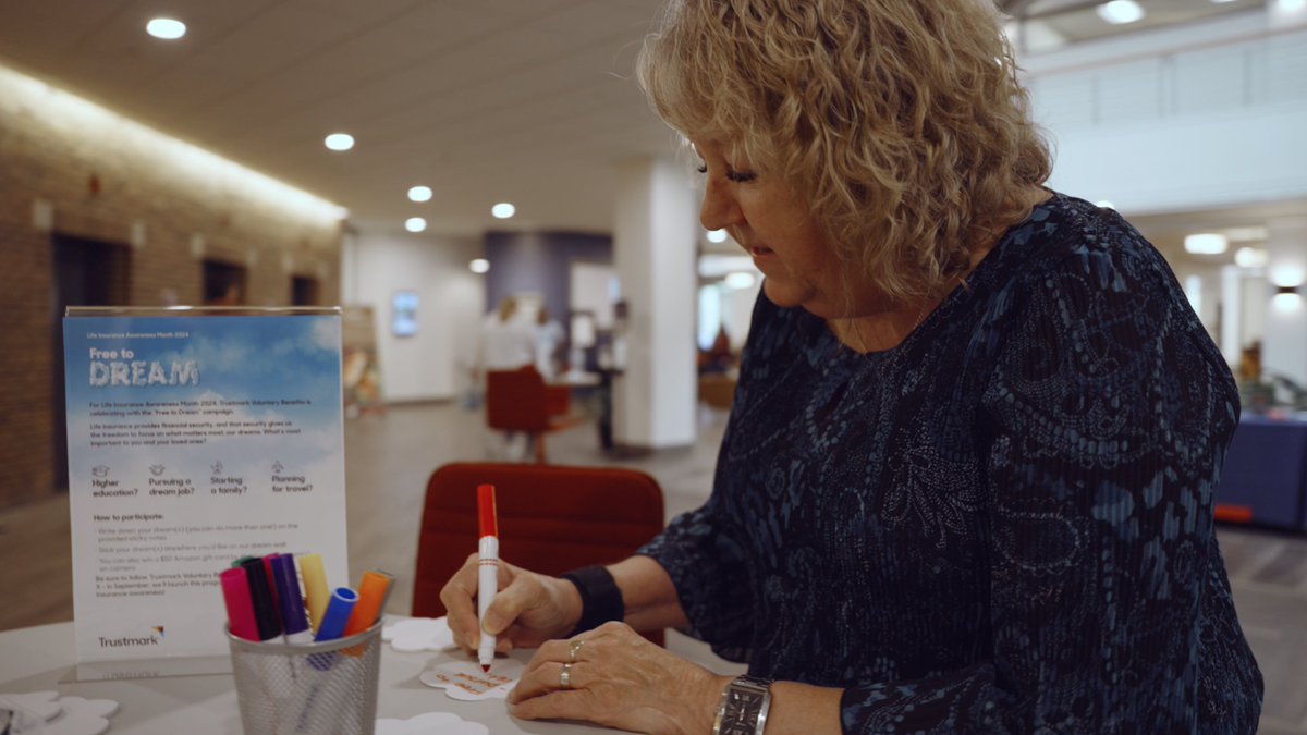 TrustmarkVB's tweet image. Life insurance provides added financial security that keeps us “Free to Dream.” 

For Life Insurance Awareness Month, Trustmark associates shared their dreams on our “Dream Wall” in the Home office. Share your dream with #FreetoDream to be entered to win a $50 Amazon gift card!