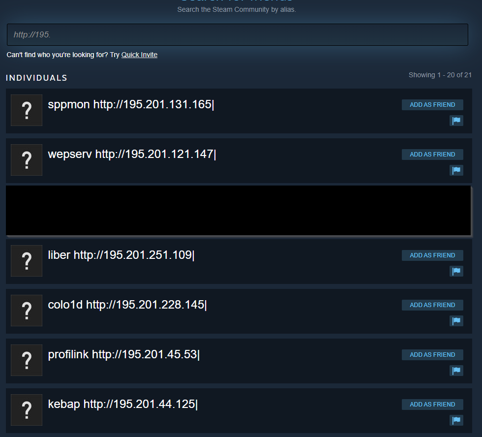 Hi <a href="/Steam/">Steam</a> why do you allow threat actors to utilise Steam account names to host C2 for their information stealers?

Some of these are here a while. Also, the C2 gets changed out every so often for a new one.

CC: <a href="/malwrhunterteam/">MalwareHunterTeam</a>