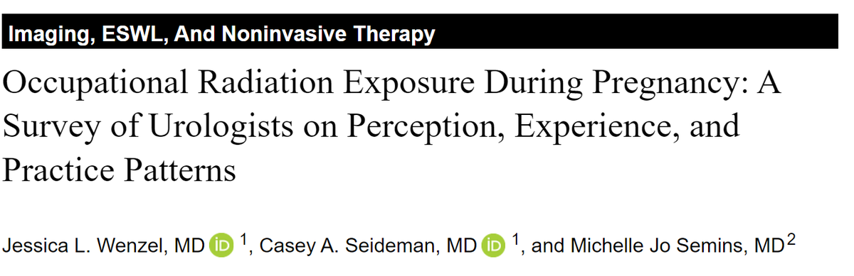 #SWIUScholars Weekly Feature📚

"Only 22% of respondents had access to policies for [radiation] safety precautions and 19% had access to policies for who to notify of pregnancy."

<a href="/jwenzelmd/">Jessica Wenzel, MD, MPH</a> <a href="/CaseySeidemanMD/">Casey Seideman MD</a> <a href="/MSemins/">Michelle Semins</a> in <a href="/JEndourology/">Journal of Endourology</a> 

shorturl.at/WgH5Y
