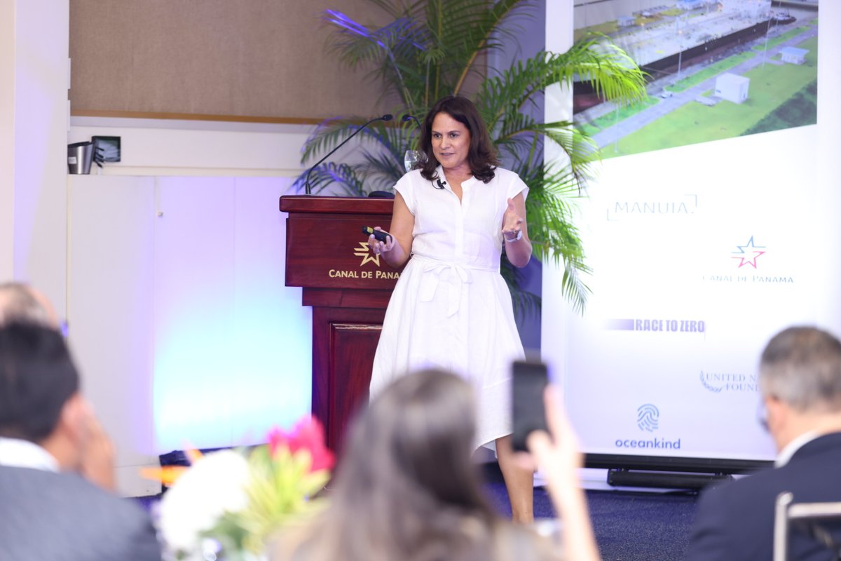 thepanamacanal's tweet image. 🤝🌍 Today, at the event "Challenges and Opportunities for Panama in the Decarbonization of the Maritime Industry," we celebrate the collaboration between the Panama Canal and key partners like Manuia, UN Foundation, UN Climate Champions, and Ambition Loop. Together, we are…
