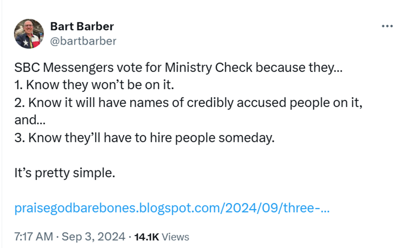 ChristaBrown777's tweet image. What hubris! Bart is the guy who authorized that awful anti-survivor #AmicusBrief on behalf of the whole SBC, contrary to messengers&apos; 2019 resolution. I haven&apos;t forgotten. baptistnews.com/article/the-du…

And to keep dangling the database, with nothing to show, is cruel. #ThisistheSBC
