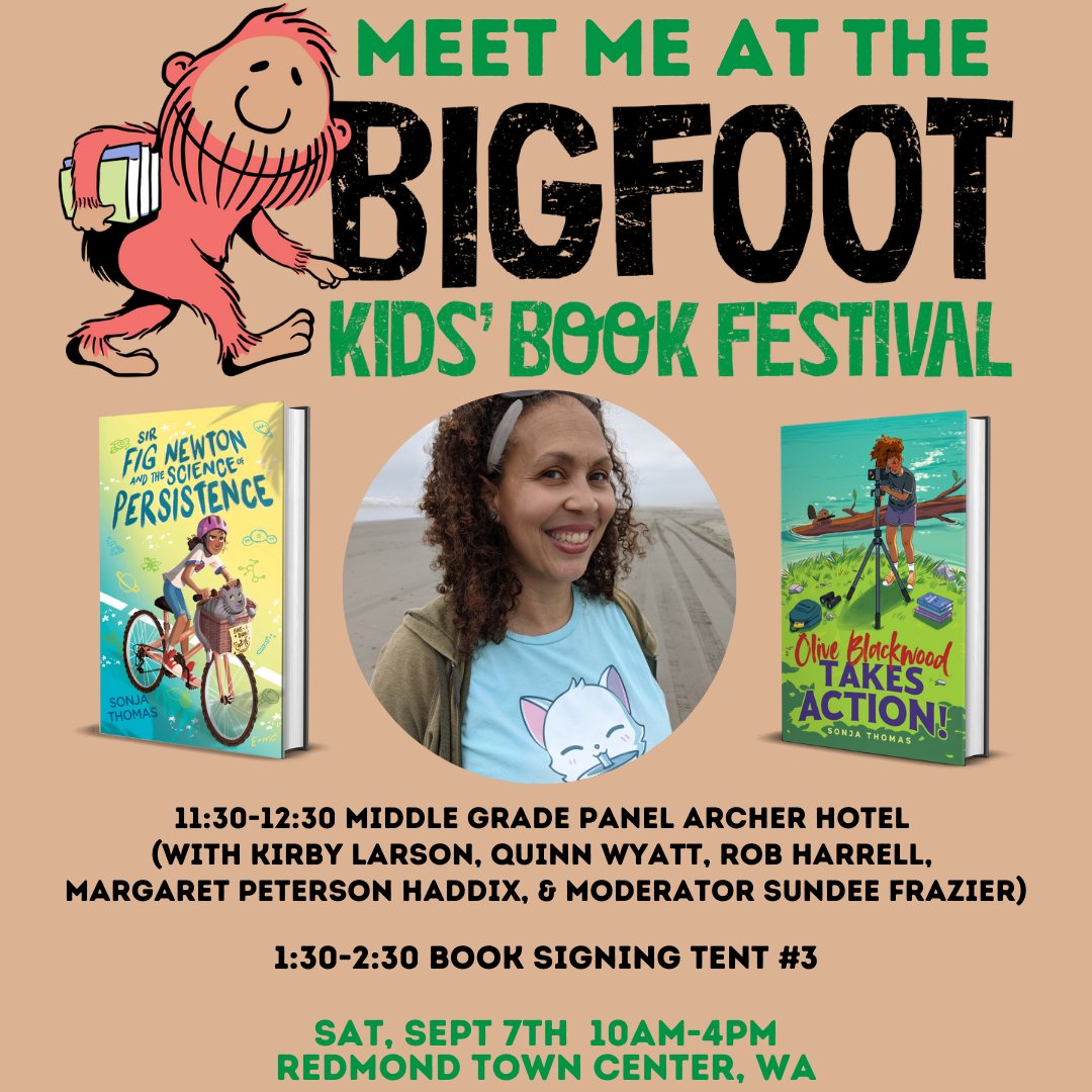 Come join us at the Bigfoot Kids' Book Festival hosted by Brick &amp; Mortar Books this Saturday, Sept 7th at the Redmond Town Center in Washington. Hope to see you there!

#kidlit #mglit #middlegradebooks