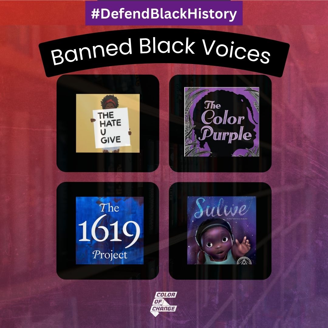 Over 30 states have banned books by Black authors during this school year alone.

We must vote to #DefendBlackHistory in November! ✊🏾

In the meantime, join us in calling on textbook publishers to produce accurate and inclusive learning materials! 📚  
👉🏾 coc.is/BHC