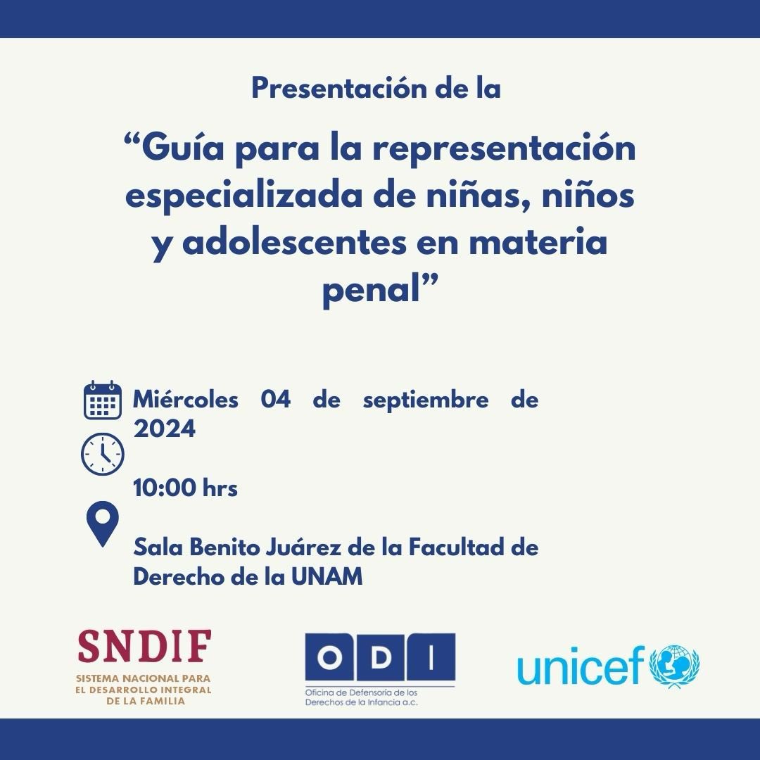 ODInfancia's tweet photo. Reconociendo la complejidad que implica asumir la representación especializada en los procedimientos penales que involucran a personas menores de edad probables víctimas o testigos de delito… https://t.co/7Vdok7bAuS