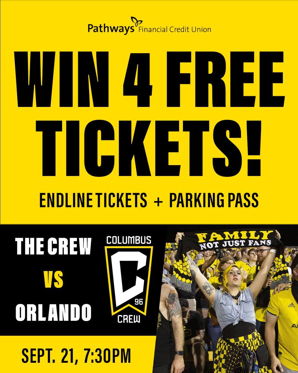 We're giving away 4 endline seats and parking pass tickets to the <a href="/ColumbusCrew/">The Crew</a> game against Orlando on September 21st!

A winner will be selected on September 17th. To enter, fill out the short form found through the link below.

tinyurl.com/4j7u9tcu