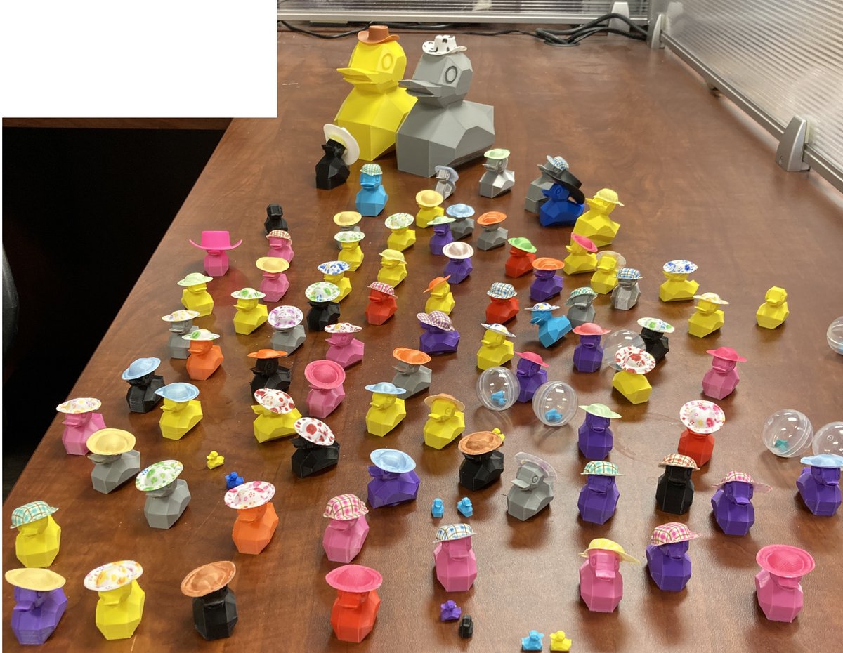 Here are CyberDuck Labs we believe the future should look like the future.   We continue to innovate and tirelessly push the envelop.  Advancing CyberDuck technology is our passion. 

Also, my wife did this with little hats: