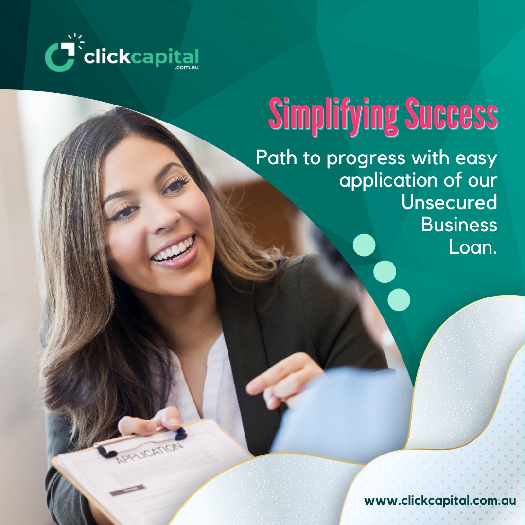 ClickCapitalaus's tweet image. Skip the loan stress, embrace success! ClickCapital's Unsecured Business Loan makes growth easy with a streamlined application process. Watch your dreams take flight. #UnsecuredLoans #StressFreeLoans #BusinessGrowth #EasyApplication #ClickCapital 

clickcapital.com.au/unsecured-busi…