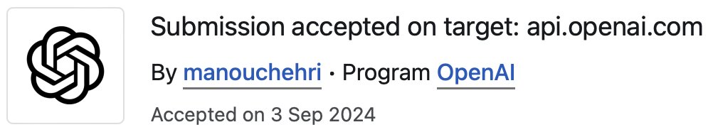 Officially have my first public credit for a vulnerability on OpenAI!
