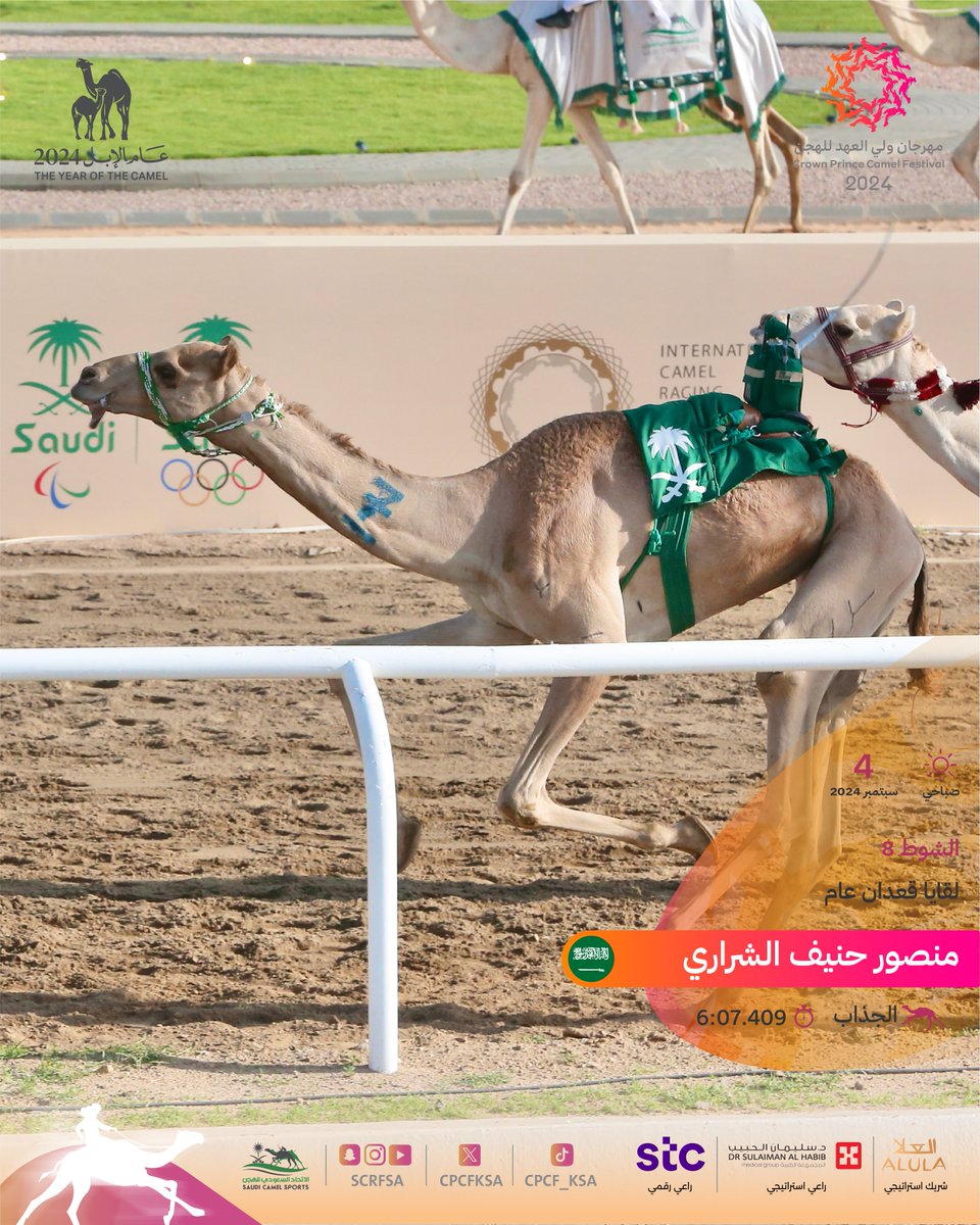 أشواط الفترة الصباحية للسباق النهائي:

🐪 الجذاب 
◽️ منصور حنيف الشراري
🏁 الشوط الثامن (لقايا قعدان-عام)
⏱️ 6:07.409
🎥 youtube.com/watch?v=uMlrgH…

#مهرجان_ولي_العهد_للهجن 2024
#عام_الإبل_2024