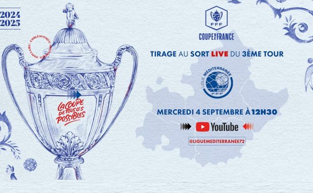 Tirage au sort à 12h30 du 3èm tour de la Coupe de France de football. Entrée en lice des clubs de National 3 comme le Cannet-Rocheville et Villefranche SJB. A suivre sur la chaîne YouTube de la Ligue Méditerranée

#CDF #ESCR #VSJB #ASCC #Cagnes #Menton #Mandelieu #Mougins #Cannes