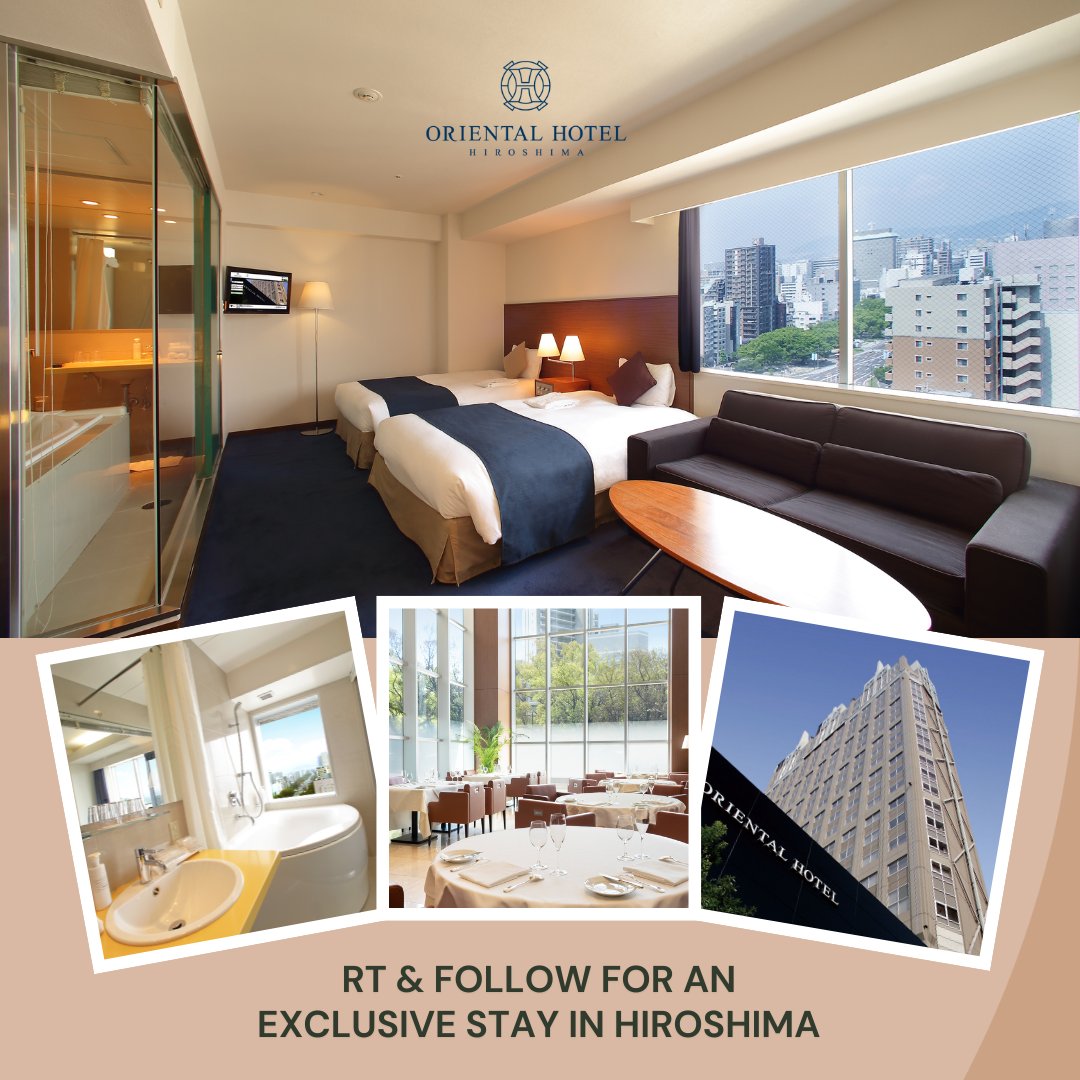 We're giving away an overnight stay for two at the Oriental Hotel Hiroshima - JAPAN

3 Lucky Pairs🧑‍🤝‍🧑, with breakfast included!

To participate:
✅ Re-share this tweet and,
📷 Follow <a href="/Oriental_HR/">Oriental_HR</a>

T&amp;Cs apply: terms-on.com/ohh824
#giveaway ends September 19th