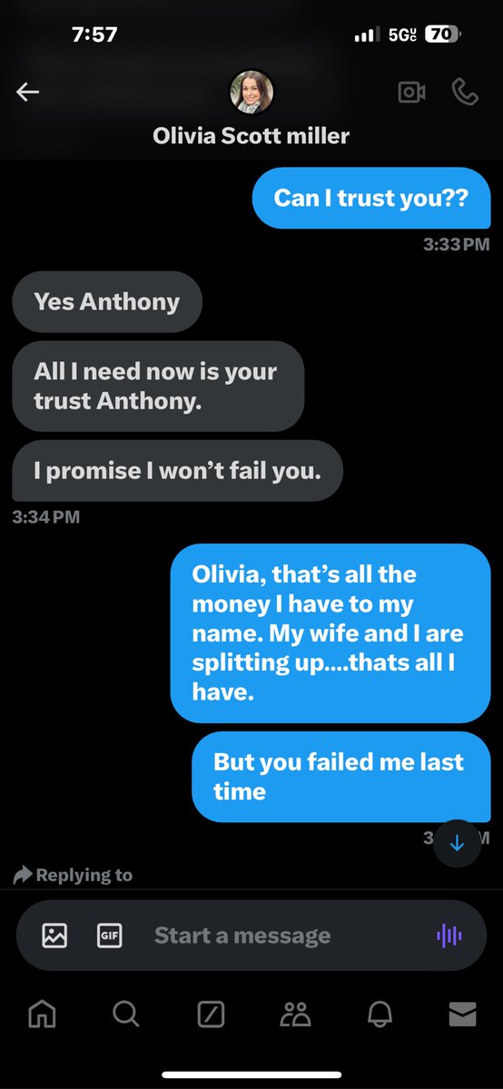 TonyTime77's tweet image. Had to share these messages. Don’t trust this person.