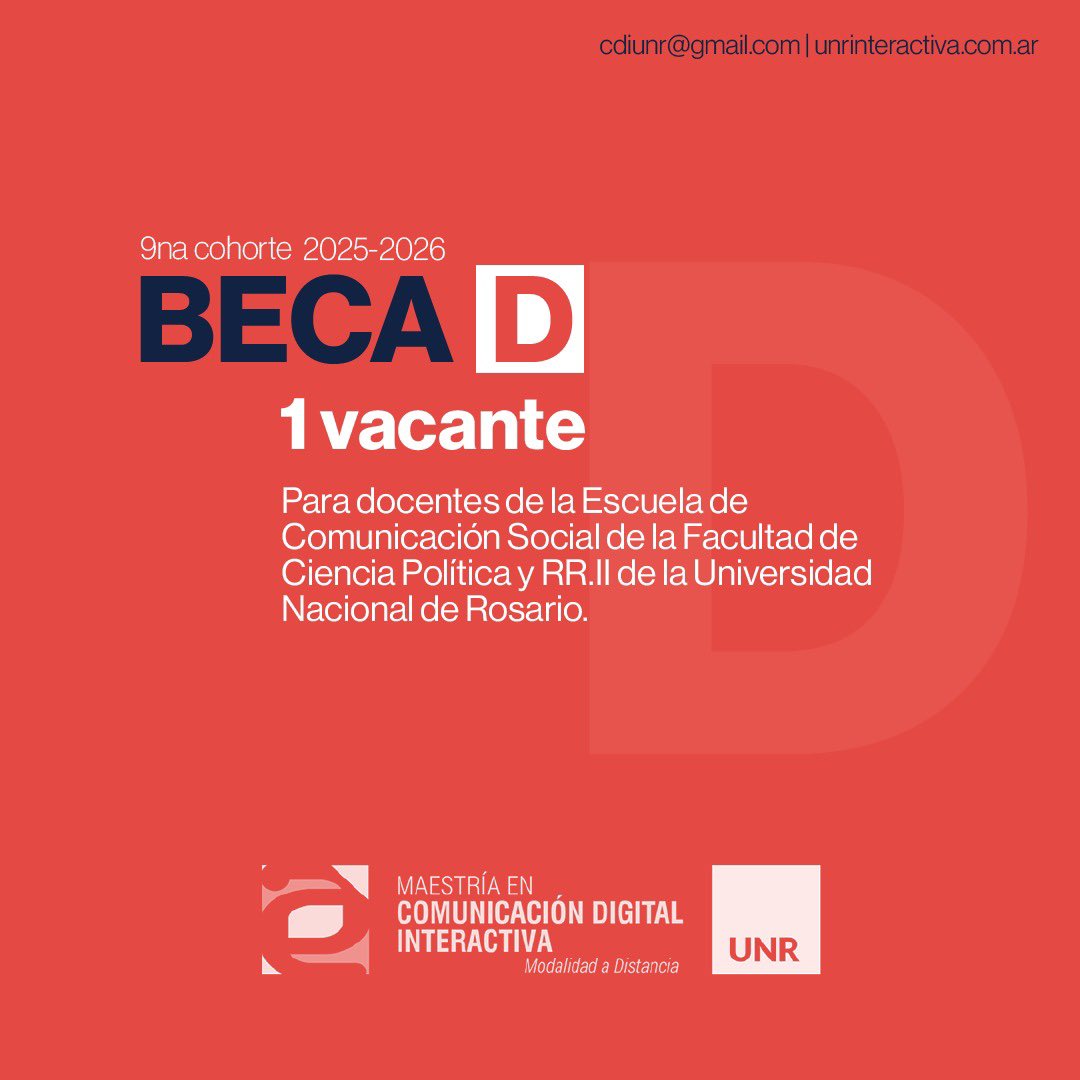 cdiunr's tweet photo. ✔️Cinco becas del 50% sobre el valor de las respectivas cuotas según las categorías fijadas y una beca del 100% para docentes de la Licenciatura en Comunicación Social o del Profesorado de Comunicación Educativa, de la Escuela de Comunicación Social @FCPolitUNR @UNRoficial https://t.co/pbvPjrvo6G