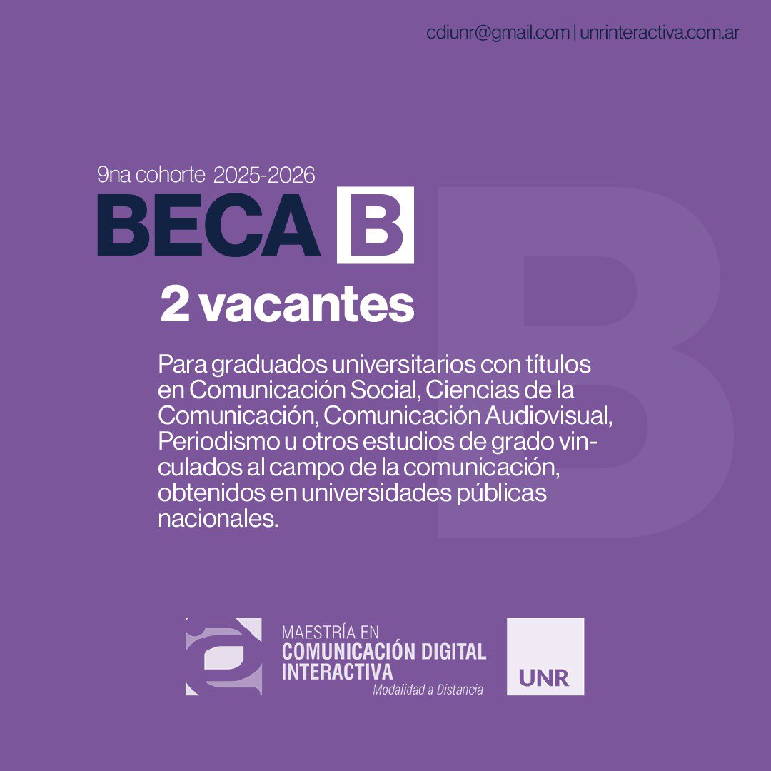 cdiunr's tweet photo. ✔️Cinco becas del 50% sobre el valor de las respectivas cuotas según las categorías fijadas y una beca del 100% para docentes de la Licenciatura en Comunicación Social o del Profesorado de Comunicación Educativa, de la Escuela de Comunicación Social @FCPolitUNR @UNRoficial https://t.co/pbvPjrvo6G