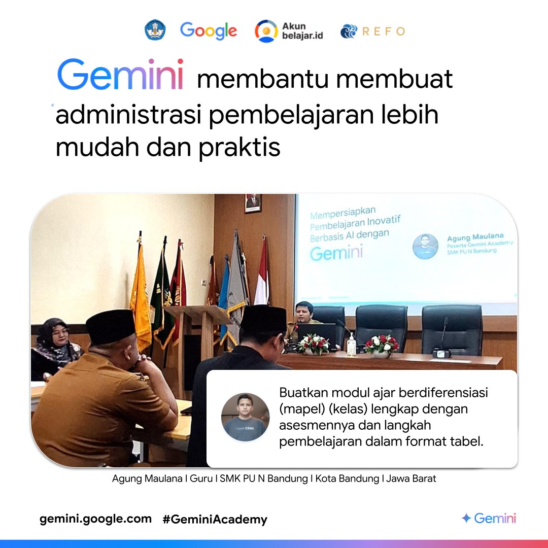 adunmaul's tweet photo. Gemini membantu membuat administrasi pembelajaran lebih mudah dan praktis
#GeminiAcademy @refoindonesia @googleindonesia https://t.co/QcedCS33kr