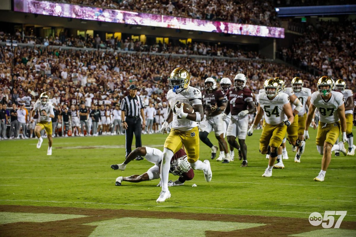 ABC57News's tweet photo. Don’t mind if we continue to relive this epic night in College Station! 🔥 See the full album on our Facebook page.
📸: @JenStopTV
#abc57 #abc57kickoff #ndfootball #notredame #irish #collegefootball https://t.co/0jTJA2fL4P