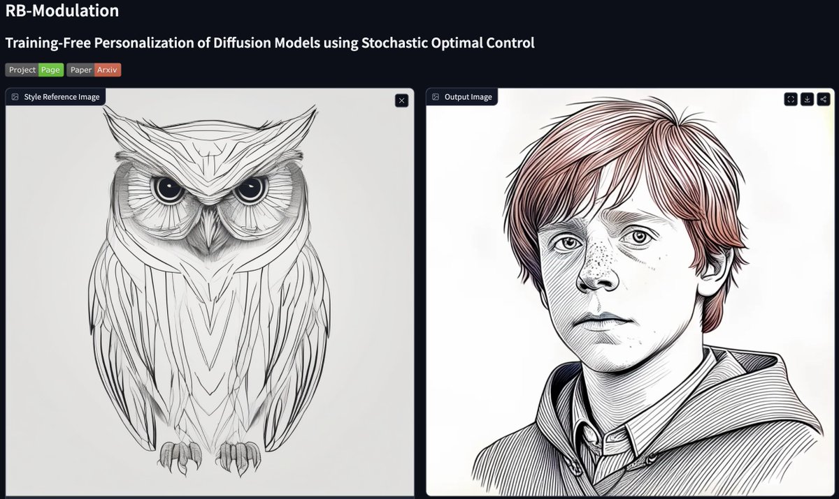 Try out web-demo of our project RB-Modulation: 🔥 huggingface.co/spaces/fffilon…

Prompts: "Albus Dumbledore" | "Harry Potter" | "Hermione Granger" | "Ron Weasley"