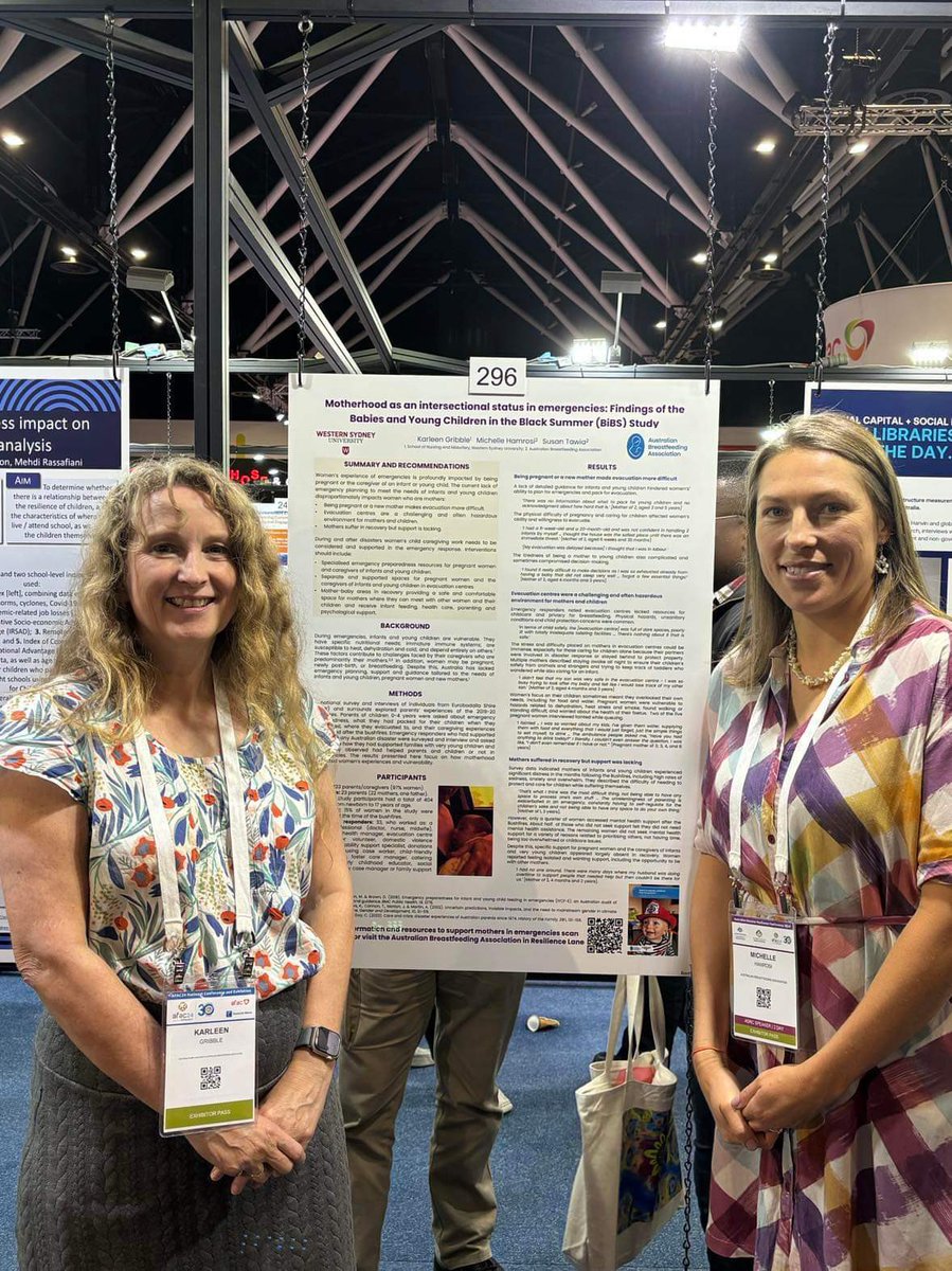 Proud to share our findings from the Babies and Young Children in the Black Summer (BiBS) on motherhood as an intersectional status in disasters with <a href="/MHamrosi/">Michelle Hamrosi</a> at the Australian Institute for Disaster Resilience Conference. <a href="/OzBreastfeeding/">ABA</a>
