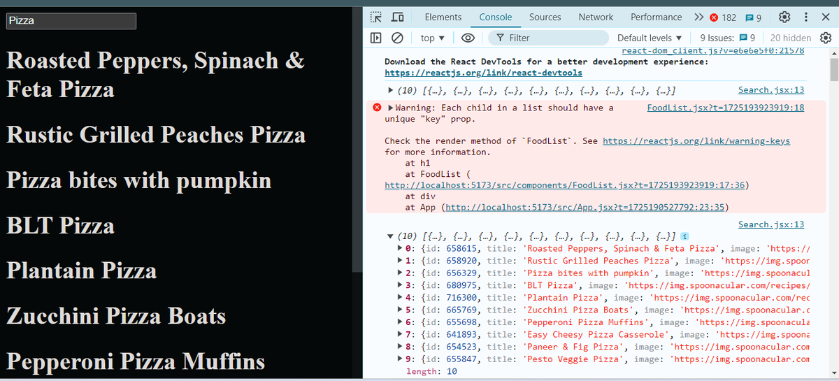 CodingKevCare's tweet image. Day 30 of #100DaysOfCode 
Project Update:
- The Search bar is fully fetching data from the API..
- We created a component that displays the fetched data as a list and shows them on the screen... This is called rendering 😅
Basically: my search bar now shows the words unlike b4
