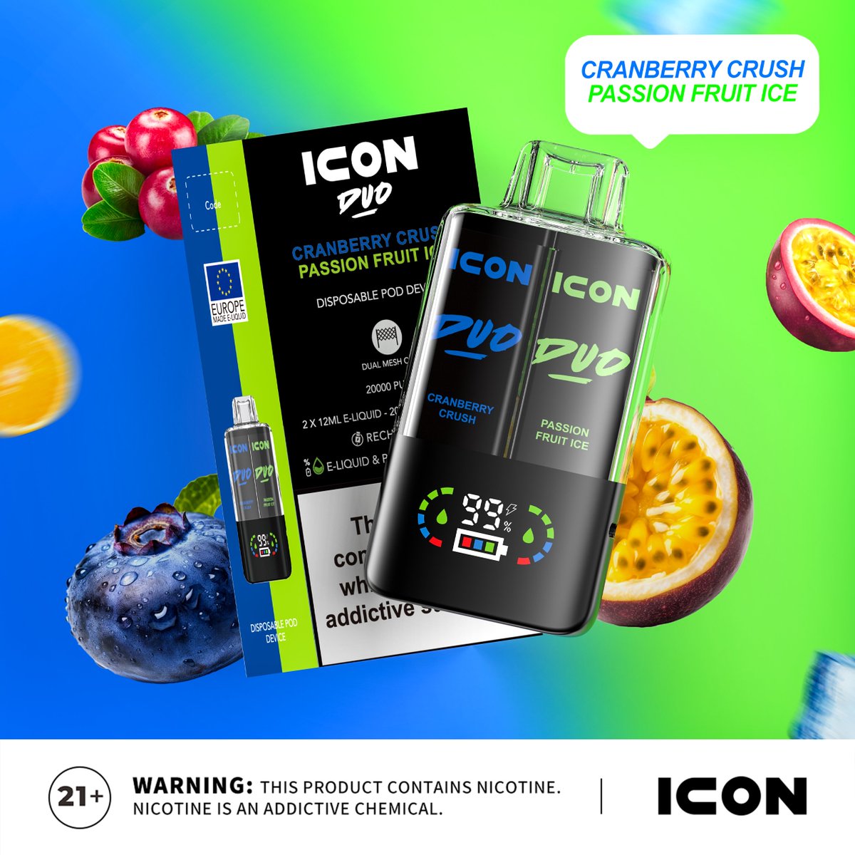 ecvapeglobal's tweet photo. Indulge in the bold and refreshing flavors of Cranberry Crush and Passion Fruit Ice! 🍇🍍
These two flavors are designed to satisfy every taste. Double the flavor, double the satisfaction. Try them together! 

18/21+ Only https://t.co/PJxXckhO8Y