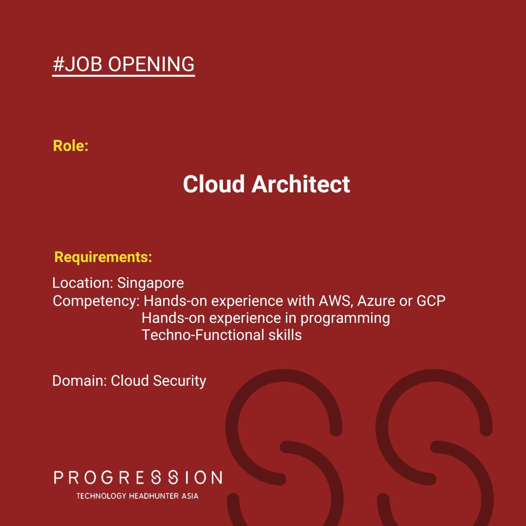 Progress_Search's tweet image. Opportunity Alert!

We are looking for a highly technical but business-savvy cloud architect. Someone with hands-on experience in any programming language and with public clouds. Detailed JD at the link buff.ly/3AIlix6 

#ProgressionSearch #TechnologyHeadhuntersAsia