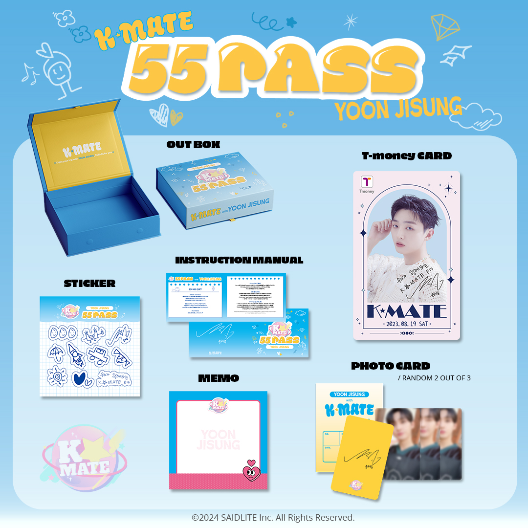 /／
#KMATE ユンジソン交通カード 55 PASS BOX
大人気発売中！
\＼

韓国旅行の必須アイテムの交通カード💳
更に他にもオリジナルのステッカー・メモ帳・フォトカード入り！
ここでしか会えない #ユンジソン の交通カードで特別な韓国旅行に✈

▽詳細ページ▽
bit.ly/4e7daES