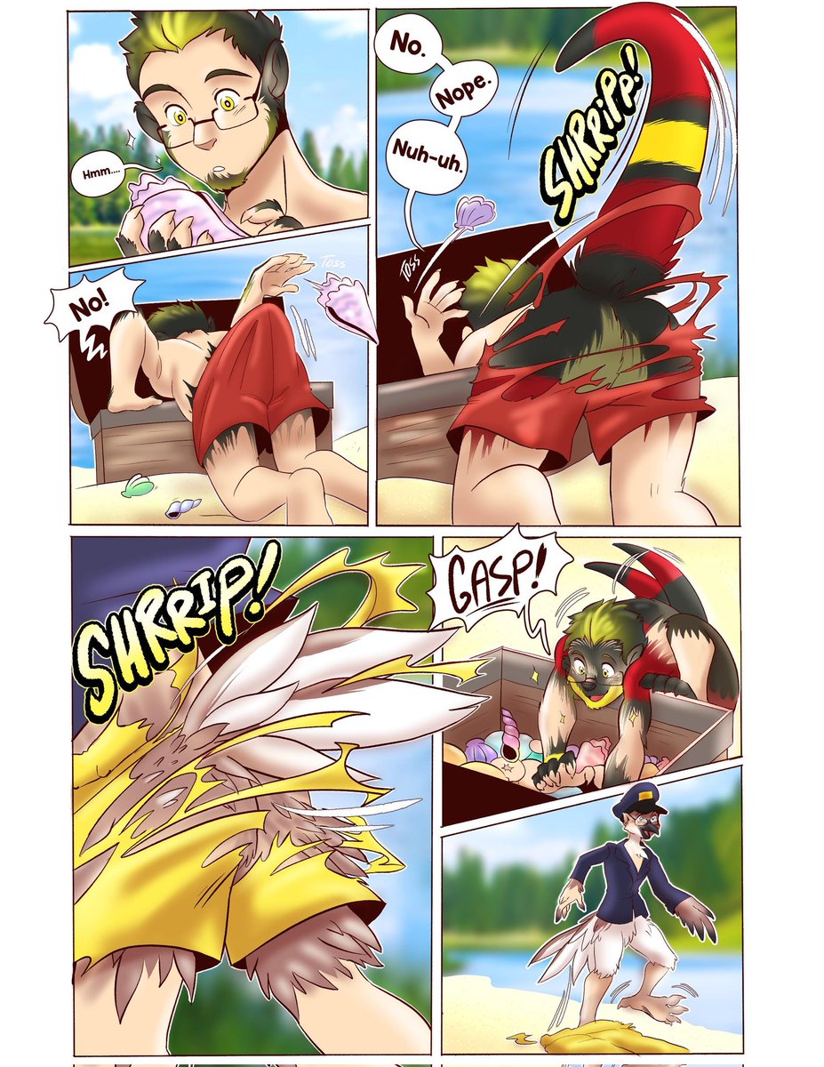 Woofumzz's tweet image. When you're going for a stroll on the beach on #TFTuesday, you probably should just ignore anything unusual you come across... I should've warned @TheRedRuff, but I got a little distracted myself!

Amazingly adorable new comic by @AelithEarfalas!
#transfur