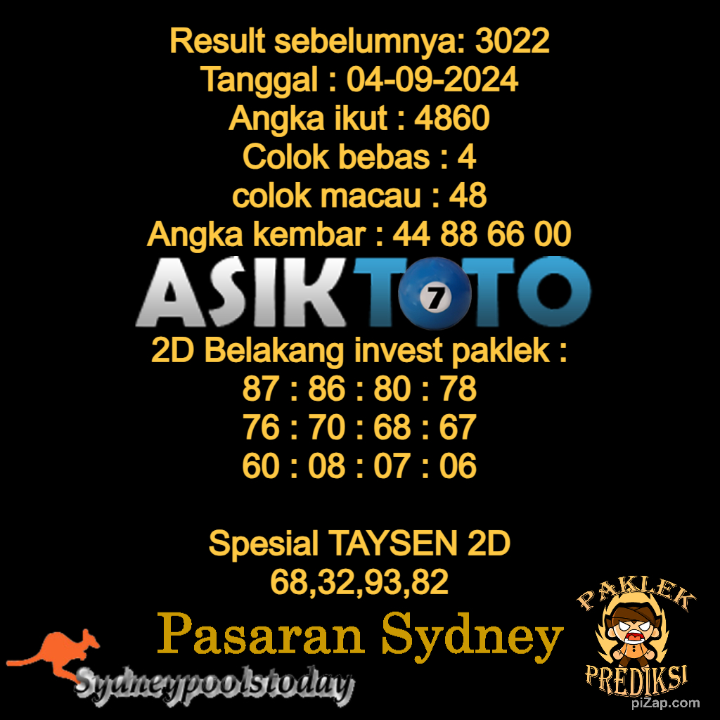 paklekmaster112's tweet photo. Prediksi Togel Sydney hari ini 04 September 2024.

Berikut Prediksi Sydney hari ini Tetap UPS Dan Salam JP dari ASIKTOTO dan Paklek prediksi.

Grup : https://t.co/TK7J5sIfzK
Link prediksi paklek  : https://t.co/YQ5MuSpBxf 

#asiktoto #prediksitogelhariini #ViralVideos https://t.co/BWN8xCEdWe
