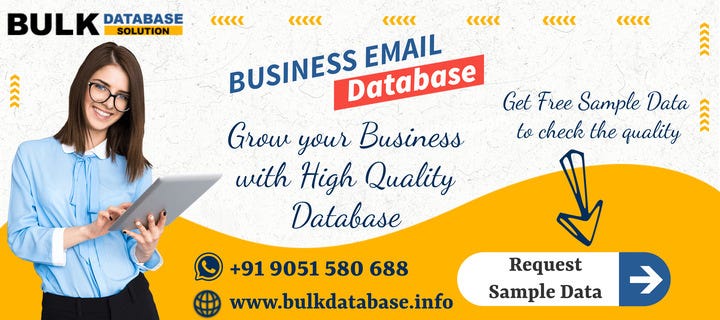 Bulkdatabase01's tweet image. Chennai Business Executive Database list is prepared in an excel format where various details about the Chennai Business Executive are provided
bulkdatabase.info
#bulkdatabase #chennaibusinessdatabase #Emaildatabase #MobileNumberDatabase #Marketing #doctordatabase #YashBoss