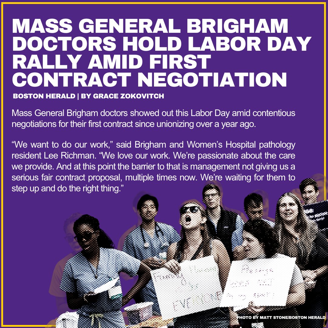 cirseiu's tweet photo. On Labor Day, residents and fellows at Mass General Brigham showed management that they will continue to fight for a contract that improves both lives of these essential workers and the quality of care for patients ✊

Thank you to @bostonherald for amplifying our struggle! https://t.co/N8vqqhggpd