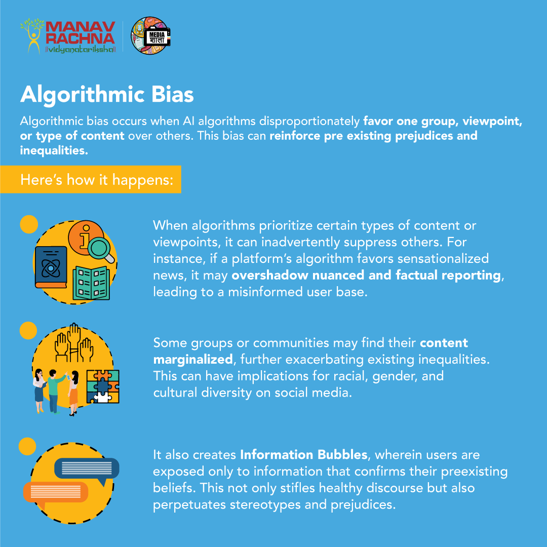 MediaShala_'s tweet photo. With our series on ‘All things Information’ we bring to you our next post on ‘Role Of Algorithms In Our Information Consumption.'
#Algorithmsbias #Informationbubble #ResponsibleAI #AllthingsInformation #Medialiteracy #Fakenews #Factcheck #Misinformation https://t.co/IusIMdJjM2