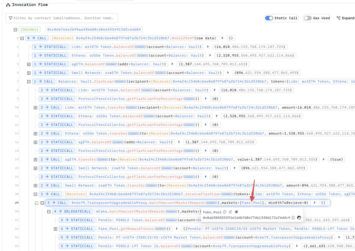 Many may not know that creating a new pool on Pendle is permissionless.

Penpie was hacked by passing a fake pool to their `batchHarvestMarketRewards` function