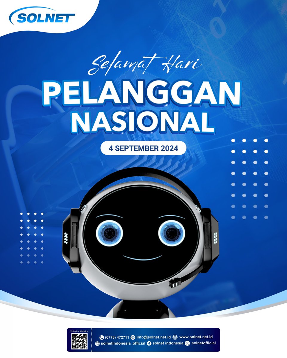 solnetofficial's tweet photo. Selamat Hari Pelanggan Nasional 2024 🫶🏻

#AouBoom #haripelanggan #solnetindonesia #internetserviceprovider #internetcepat #network #indonesiaupdate https://t.co/9t57IriJ9l