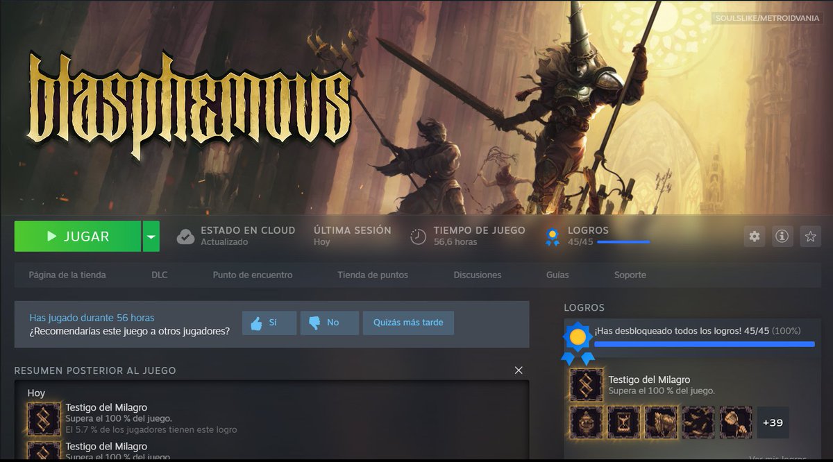 TayKrid's tweet photo. Por fin, diablos jajaj el logro del 100% del Blasphemous no me quería salir jajaja pero por fin, todos los logros.
#Blasphemous https://t.co/CeGMU4StD6