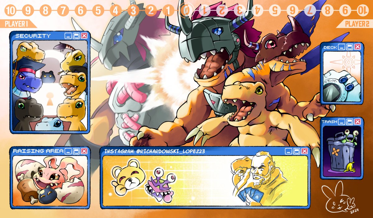 Another playmat, this time inspired by Agumon's evolutionary line!

#Digimon #DigimonCardGame #digimonart #DIGIMONLIBERATOR