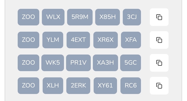 Take this hamster keys codes from me  , 8 keys for zoo task two people can use 🤜 today 

ZOO-WKT-RLBQ-X47K-BHM ZOO-WK4-WLC4-XT9K-7LZ ZOO-XLL-SMEC-XT8K-GEW ZOO-ZLT-X516-XG9V-BHE