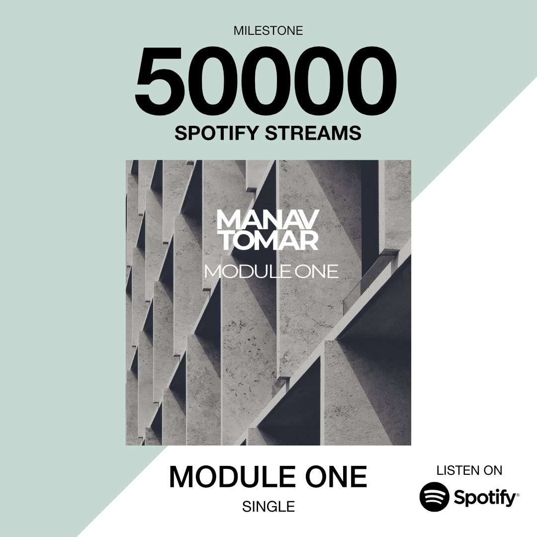 Manav Tomar (@mnvtmusic) on Twitter photo "Module One" has reached 50000 streams on @spotify @spotifyaunz <a href="/spotifyindia/">Spotify India</a>
.
Keep sending me the love.
Listen to the track if you haven't already.
#linkinbio
.
#soundtrack #musicproducer #music #artist #listening #moviesountrack #NowPlaying #edm #electronic #australia #india "Module One" has reached 50000 streams on @spotify @spotifyaunz <a href="/spotifyindia/">Spotify India</a>
.
Keep sending me the love.
Listen to the track if you haven't already.
#linkinbio
.
#soundtrack #musicproducer #music #artist #listening #moviesountrack #NowPlaying #edm #electronic #australia #india