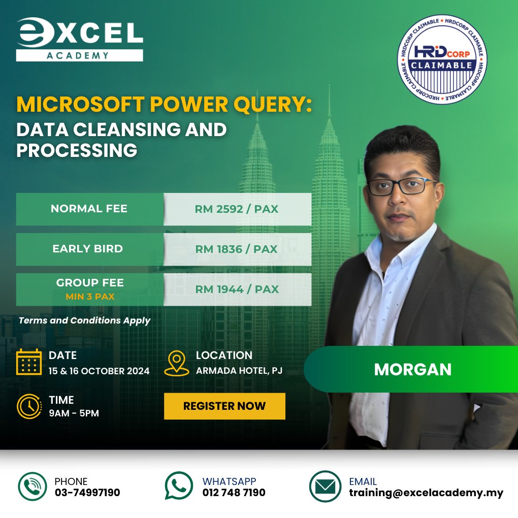 ExcelAcademyMY's tweet photo. 📣 Contact us today for more information at 03-74997190 or email us at training@excelacademy.my!⁣⁣⁣⁣⁣⁣⁣⁣⁣
.⁣⁣⁣⁣⁣⁣⁣⁣
.⁣⁣⁣⁣⁣⁣⁣⁣
.⁣⁣⁣⁣⁣⁣⁣⁣
#excelacademy #publiccourses #inhousecourses #MicrosoftExcel #DataAnalyticsandVisualization #HRDCorpClaimable https://t.co/6Uj9KkQPur