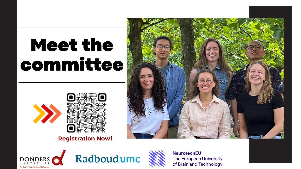 dondersdiscuss's tweet image. Meet the organising committee of Donders Discussions 2024! They are Songyun, Maud, Qifei, Ségolène, Natalie and Franziska! Scan the QR code to register before September 7th and we hope to see many of you in October👏🔥 #Donders #DondersInstitute #DondersDiscussions