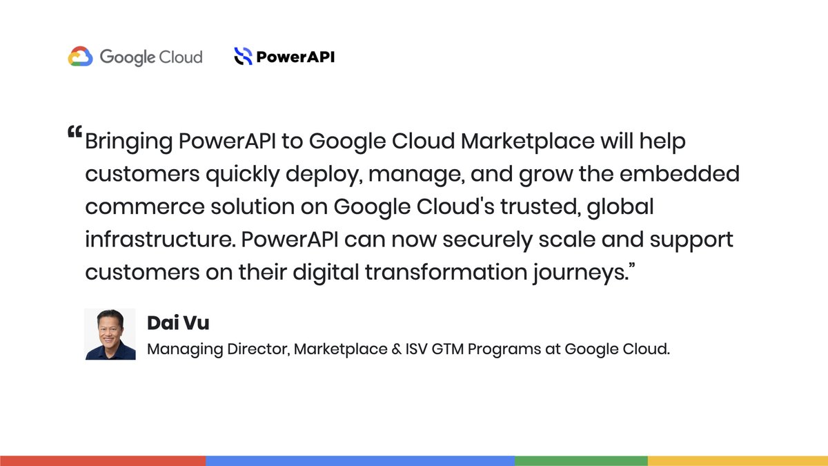 <a href="/powerapi_com/">PowerAPI</a> 🤝 <a href="/googlecloud/">Google Cloud</a> 

Listing PowerAPI on Google Cloud represents a big step forward in our mission to empower entreprises clients worldwide with our commerce platform, modules &amp; APIs.

powerapi.com/blog/powerapi-…