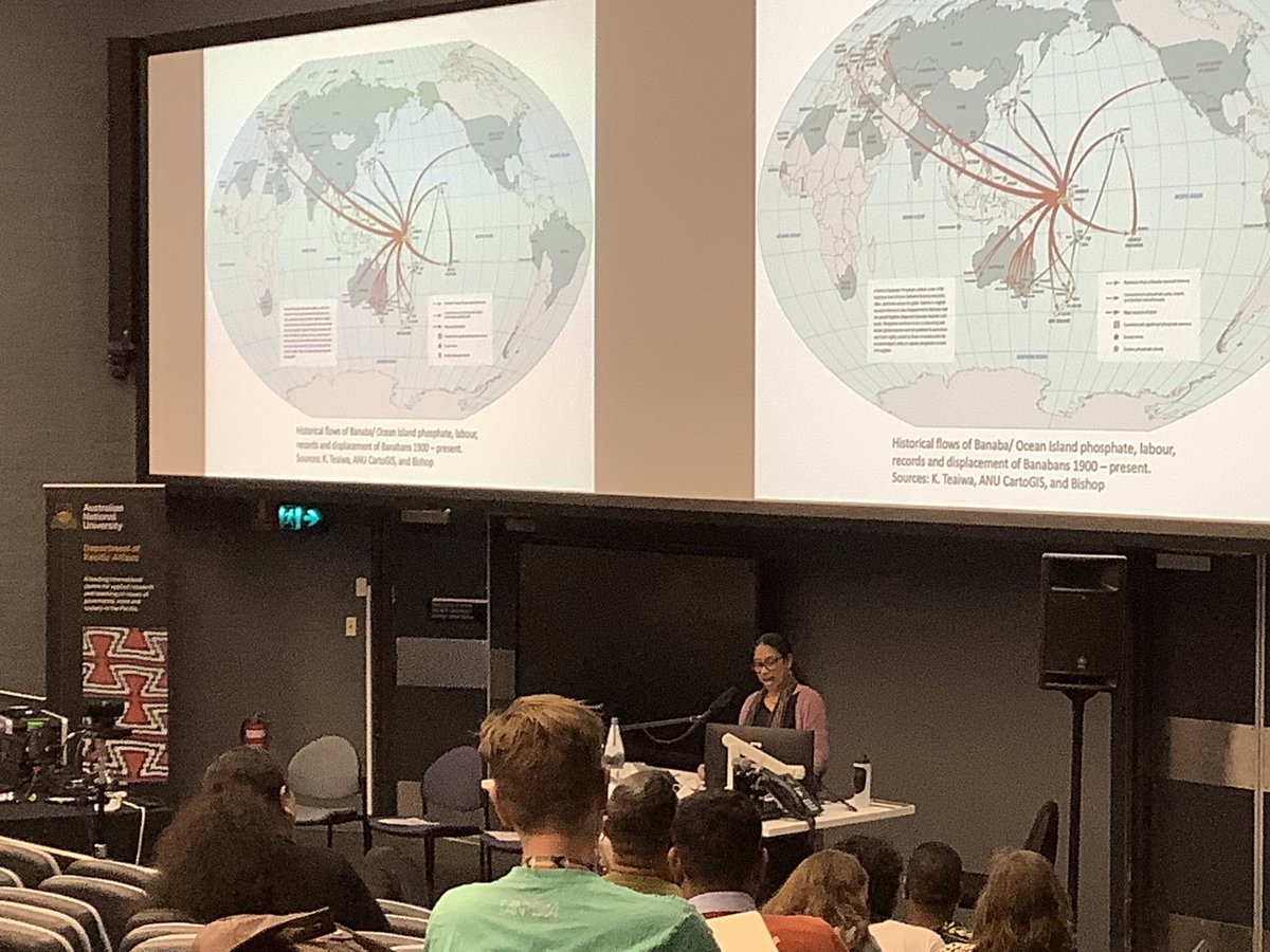 oceania_pride's tweet photo. Prof Teaiwa speaks about the #Banaban people during the Challenges of cross-border displacement during the #SOTP2024 conference 
@anudpa https://t.co/xAvUFq40fQ